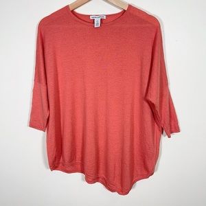 AUTUMN CASHMERE | CORAL CASHMERE 3/4 SLEEVE TOP